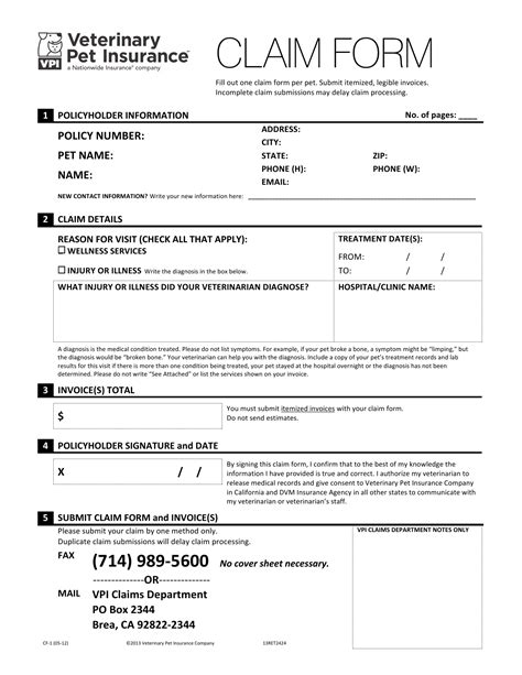 pet insurance claim form pdf